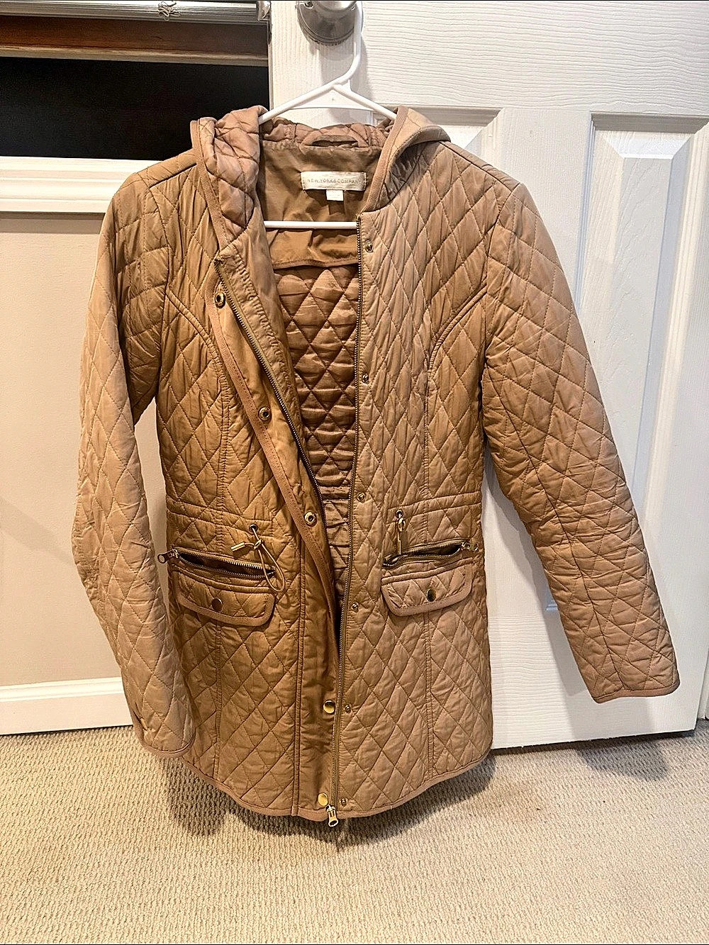 New York & Company Quilted Jacket in Brown Like New